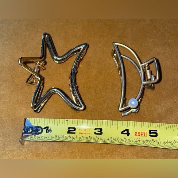 Celestial Crescent Moon and Stars Hair Clips - Picture 3 of 3